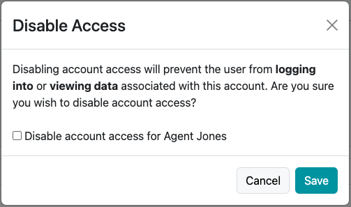 Screenshot: Disable User Access