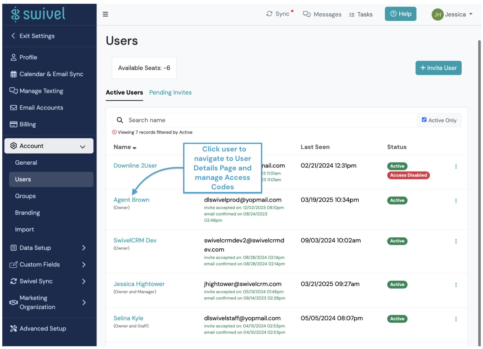 Screenshot: How to create Access Codes