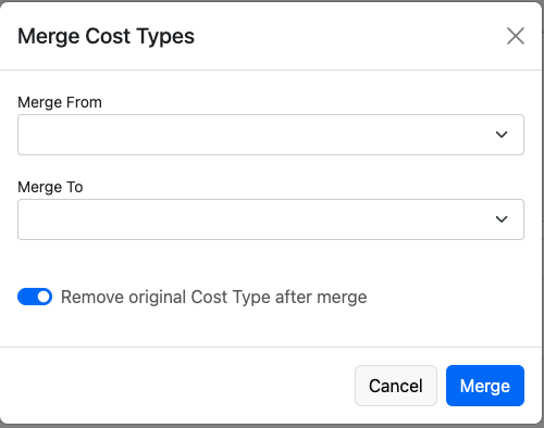 Screenshot: Merge Cost Types