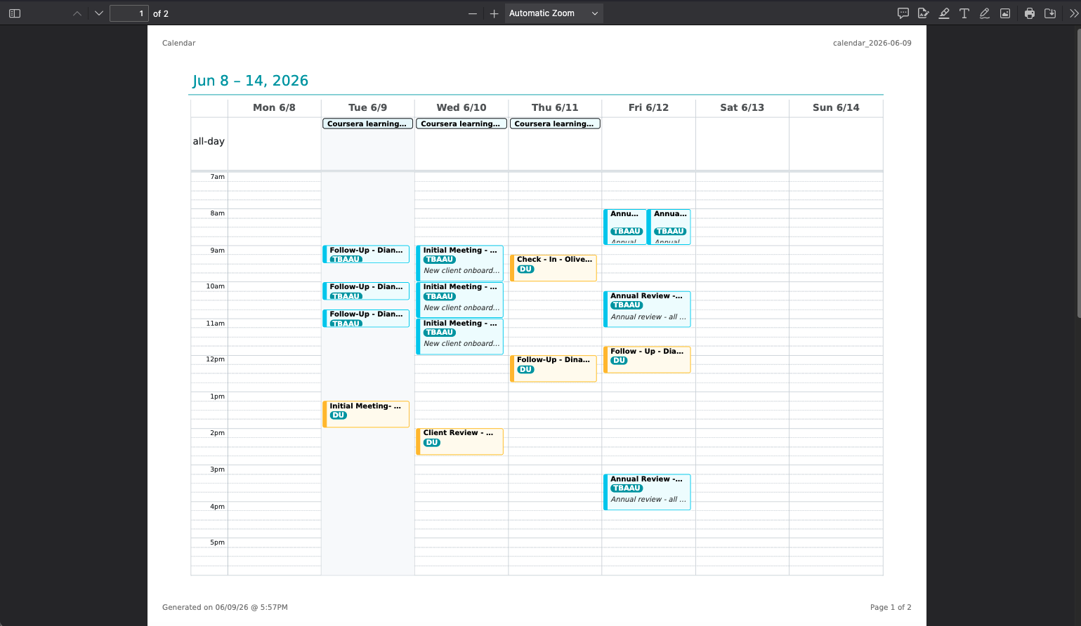 Screenshot: How to Print Your Calendar