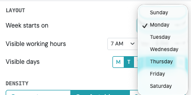 Screenshot: Choose Your Calendar Start Day