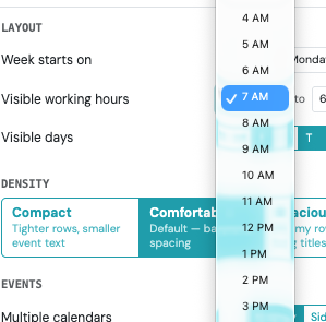 Screenshot: Choose Your Calendar Start Day