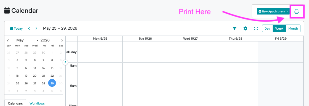 Screenshot: Print Your Calendar