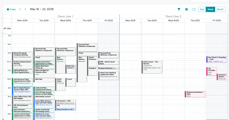 Screenshot: Multiple Calendars