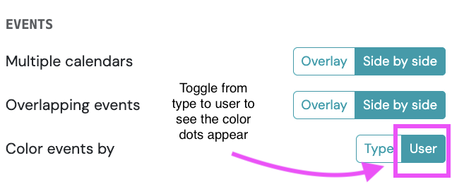 Screenshot: Color Events By