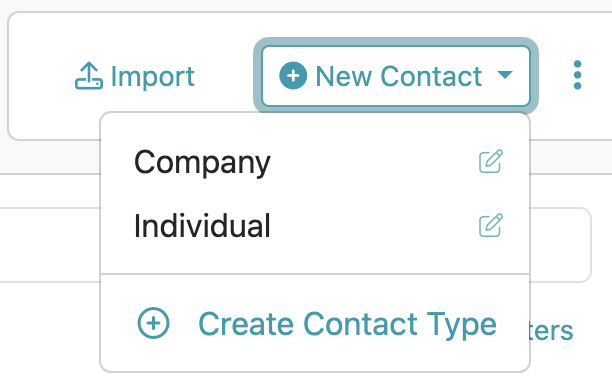 Screenshot: Contact Type - What They Are