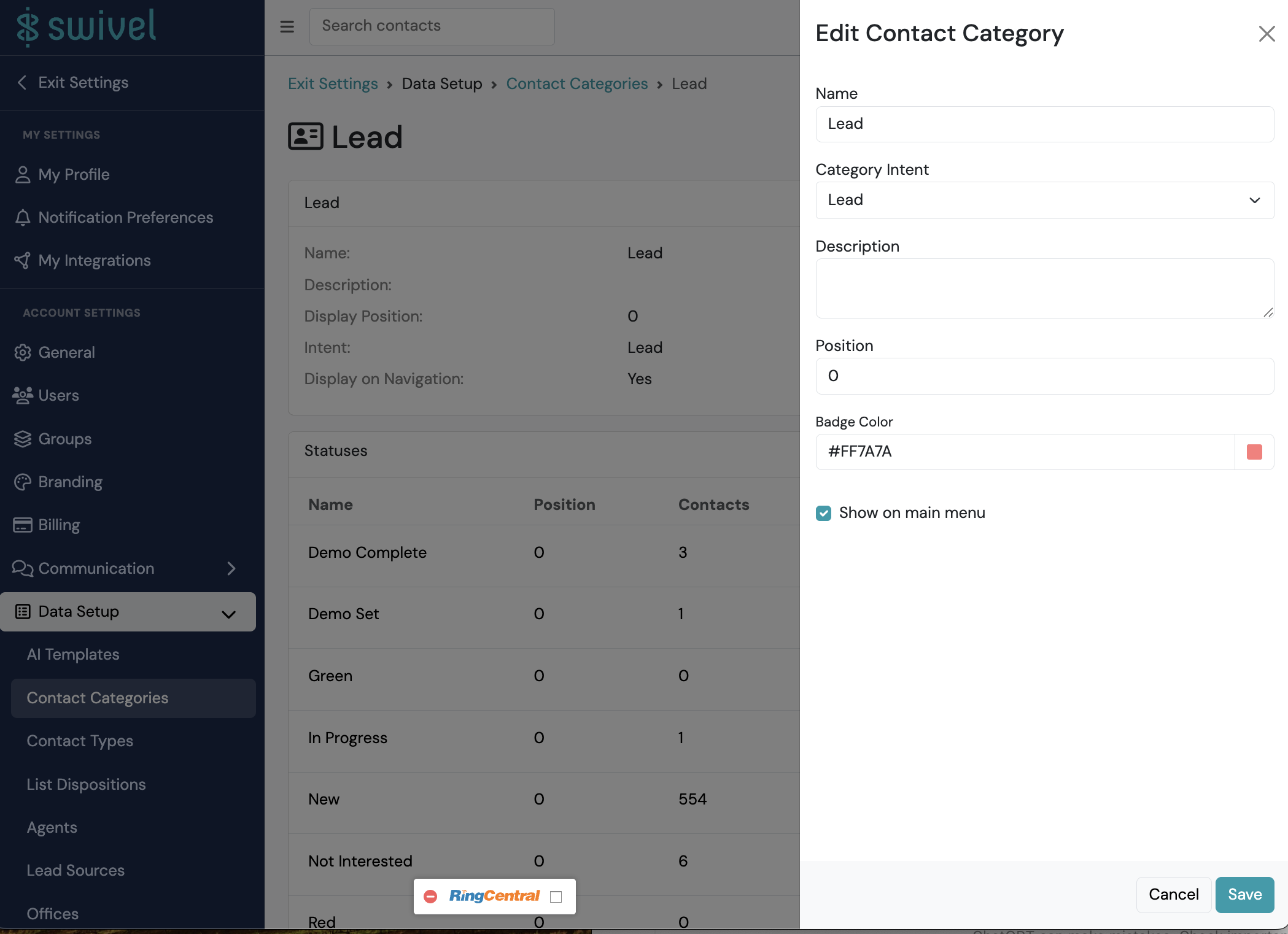 Screenshot: Display a Contact Category