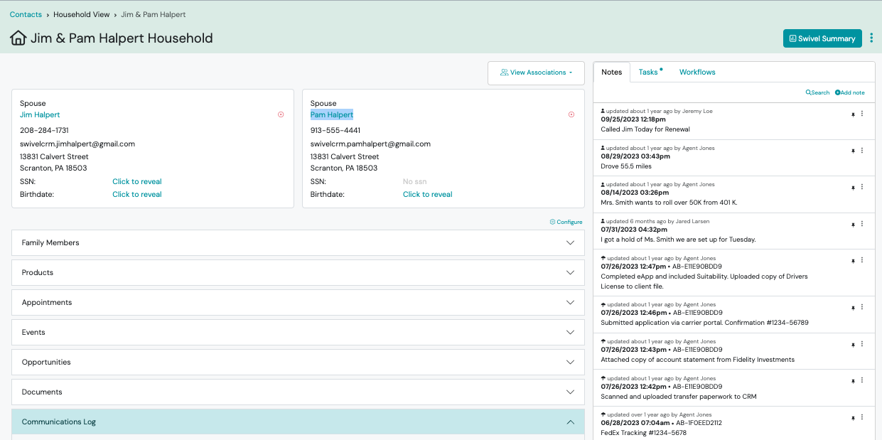 Screenshot: Household View Page 🏠