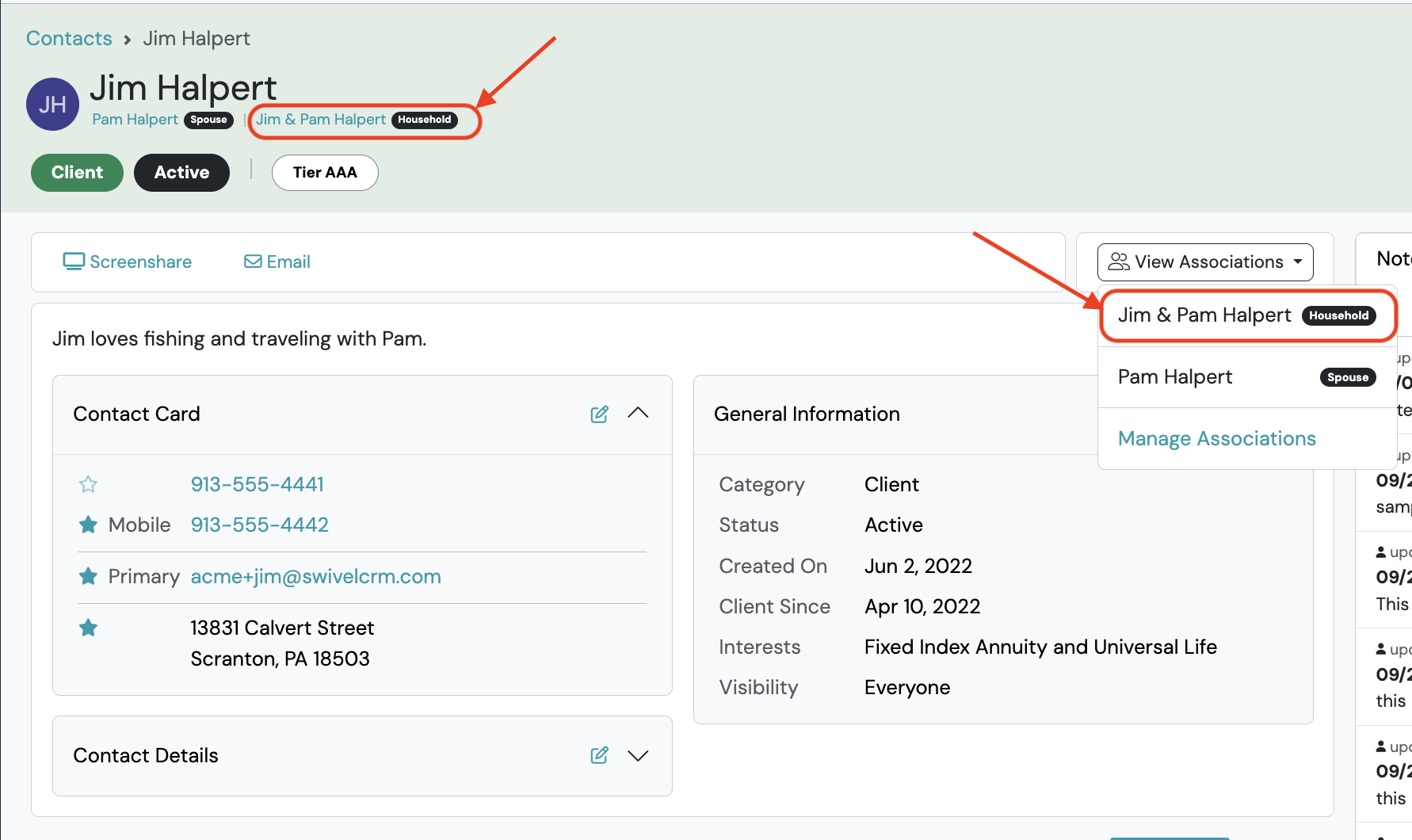 Screenshot: How to Access Household View