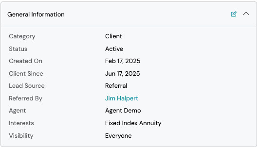 Screenshot: General Information