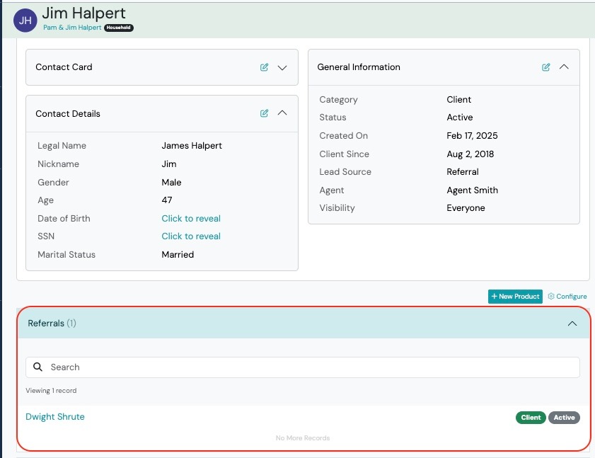 Screenshot: Referrals