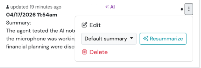 Screenshot: How to change the AI Template