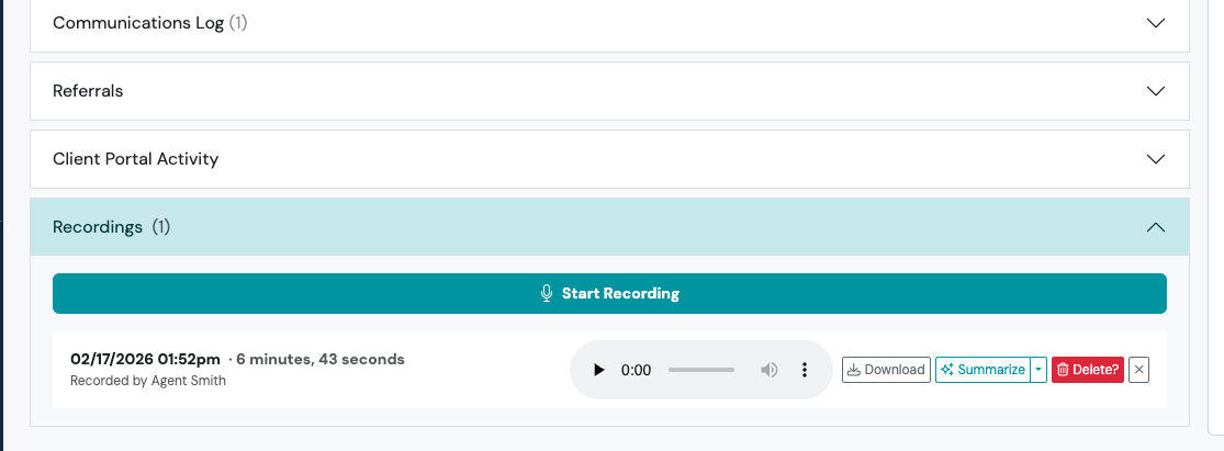 Screenshot: Contact Record
