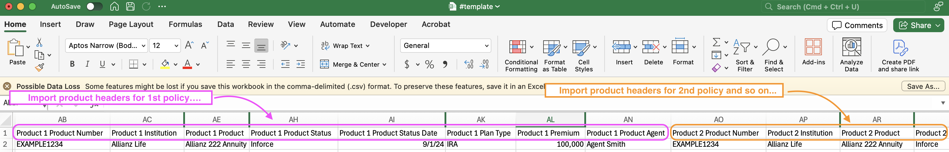 Screenshot: Is the Product Status field required on product imports?