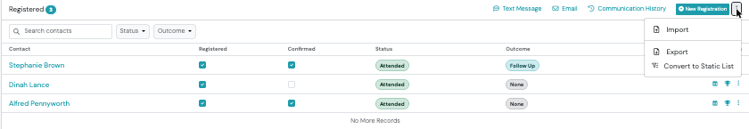 Screenshot: Create a Static Contact List