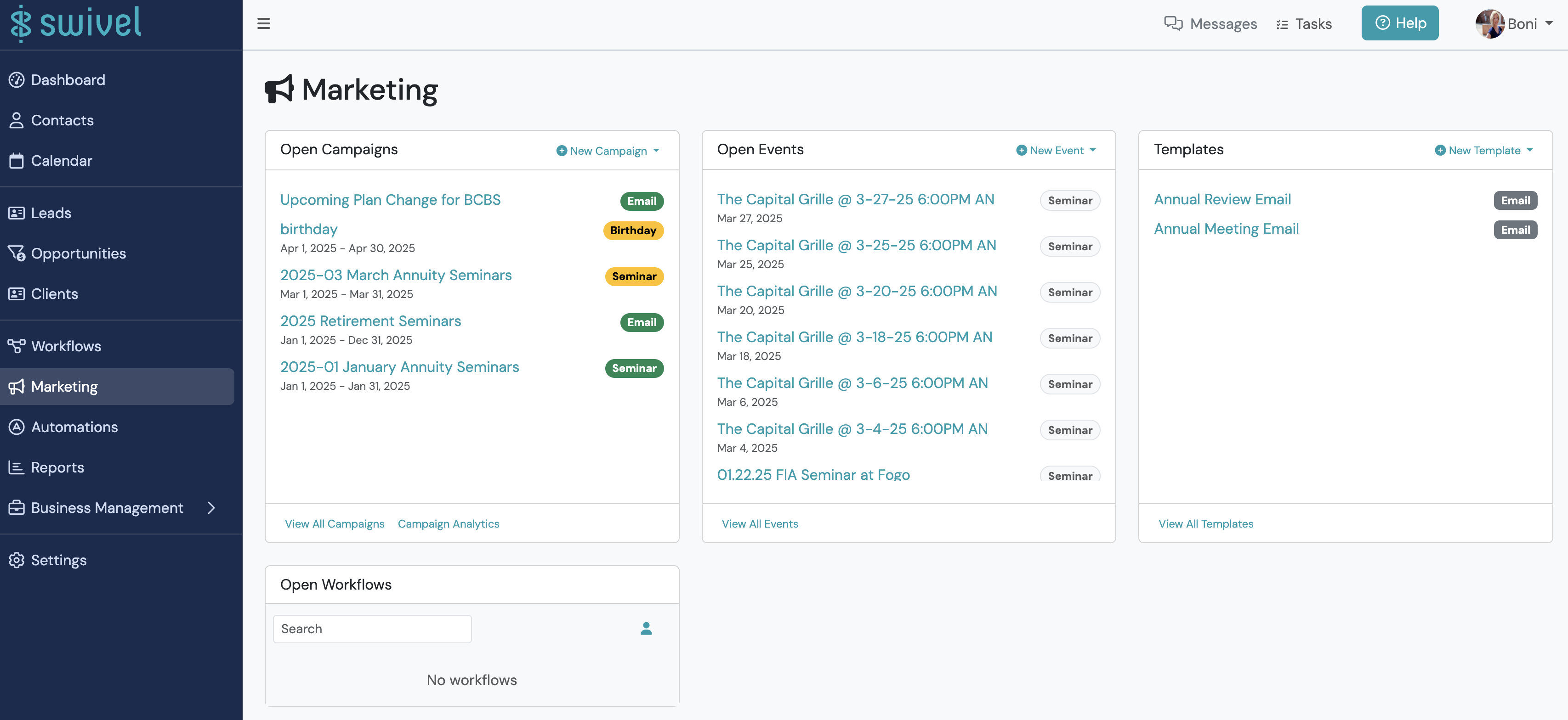 Screenshot: Marketing Page