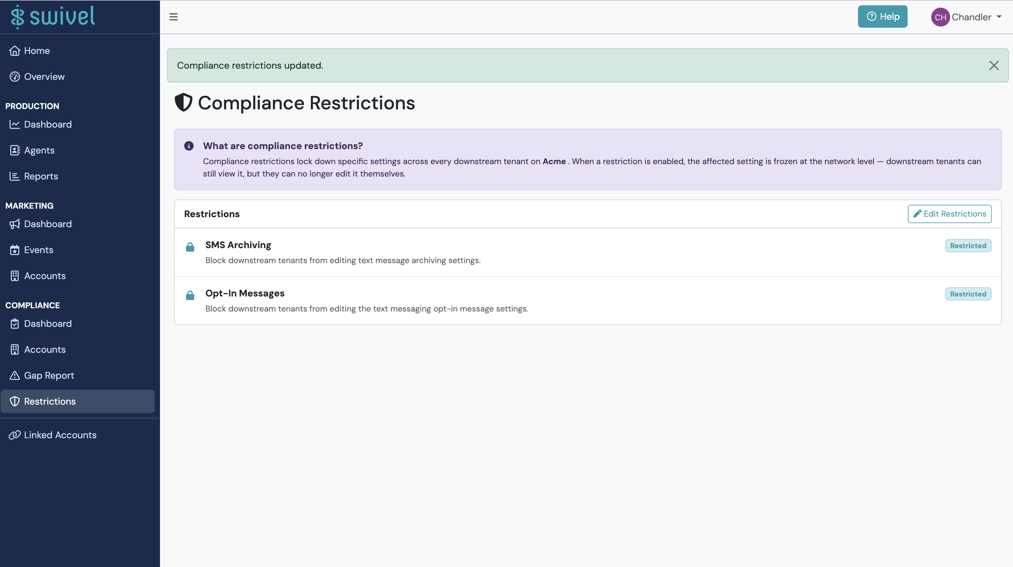 Screenshot: Available Restrictions