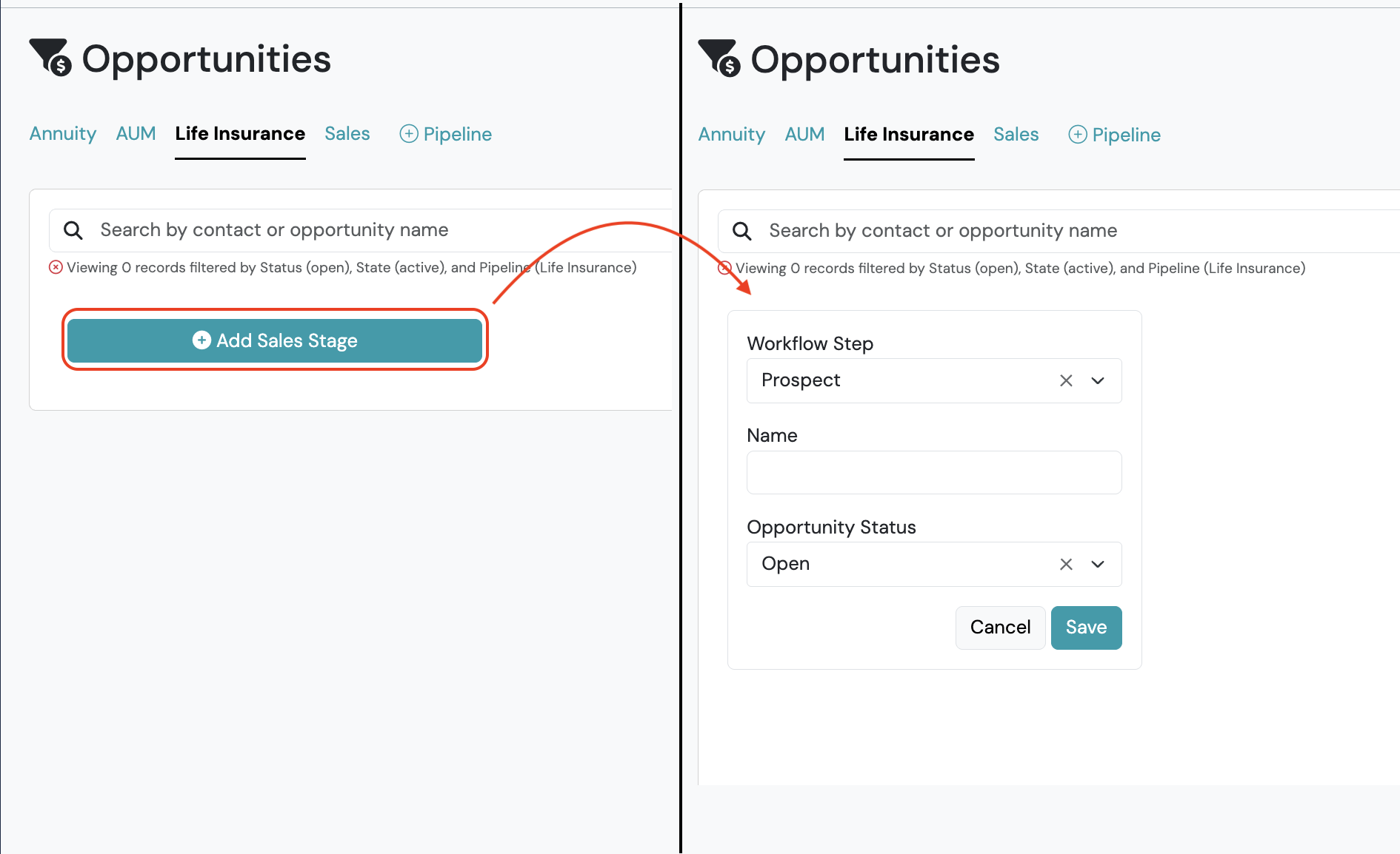 Screenshot: Step 2: Add Sales Stages
