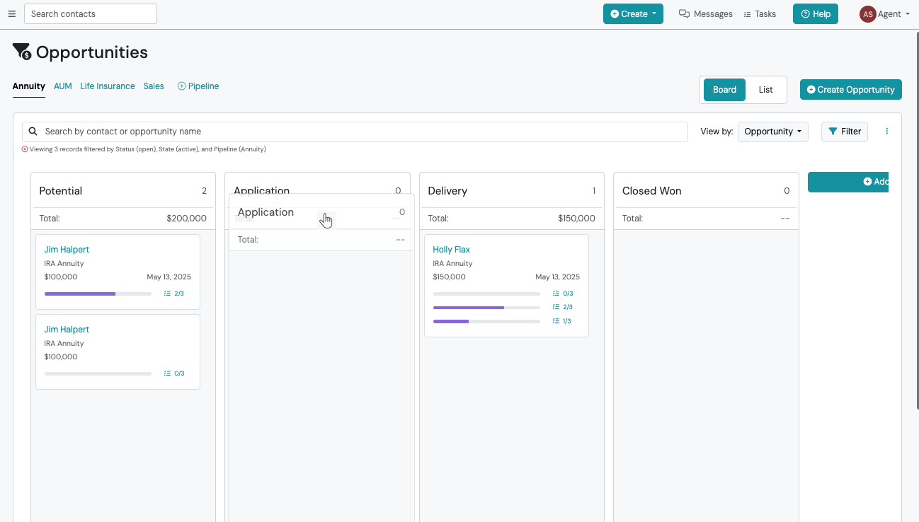 Screenshot: Change the Order (Position) of Sales Stages