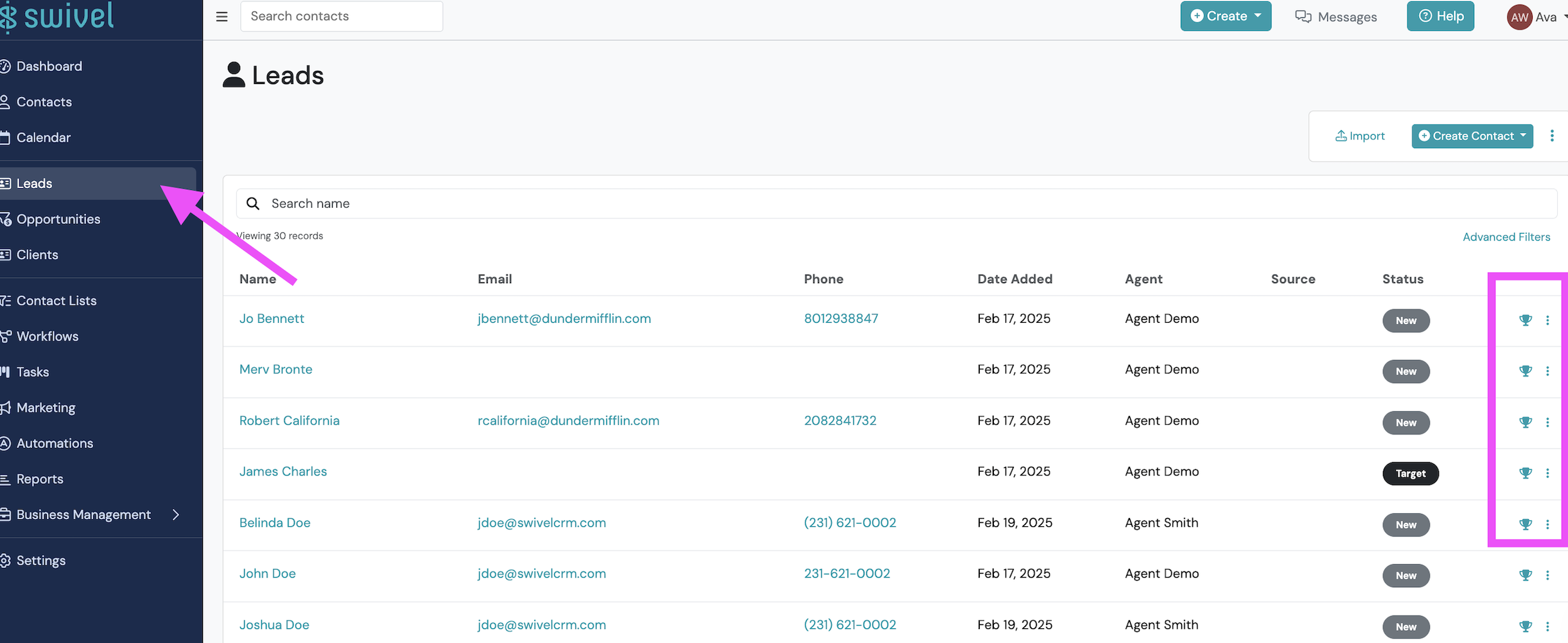 Screenshot: Segment Leads using Opportunities