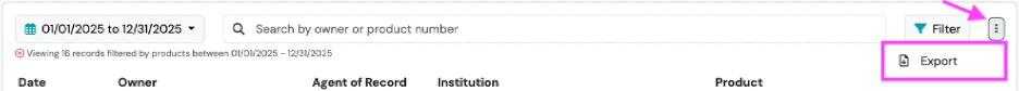 Screenshot: General Instructions to Export a Swivel Report