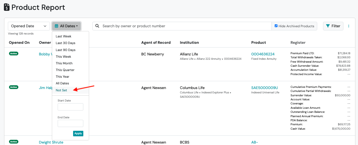 Screenshot: How to Find Missing Dates