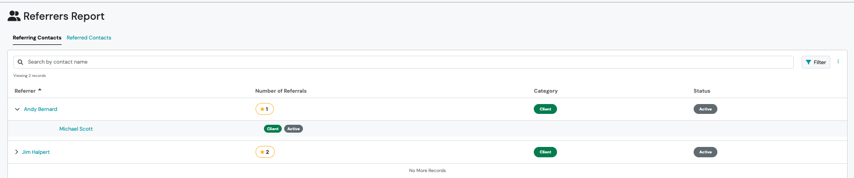 Screenshot: Viewing the Referrers Report