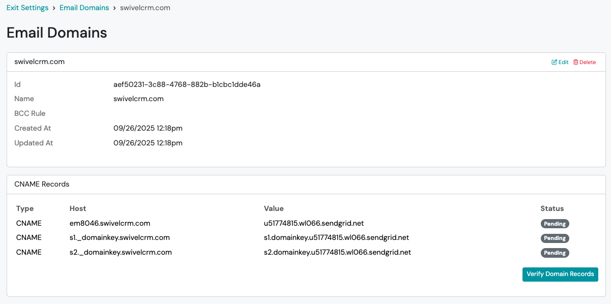 Screenshot: Add Your Email Domain