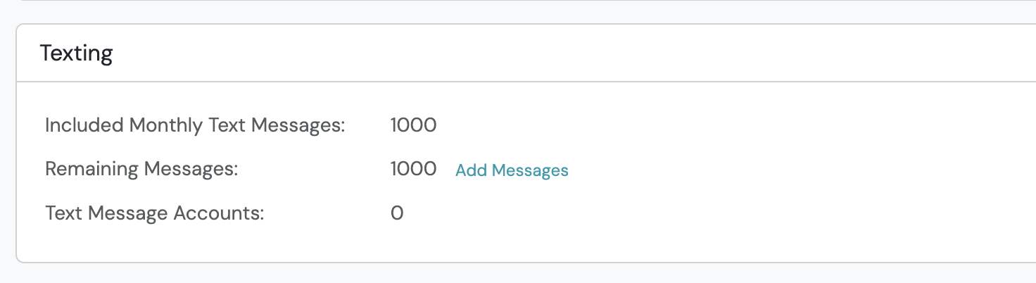 Screenshot: Purchase Additional Text Messages from Billing Page.