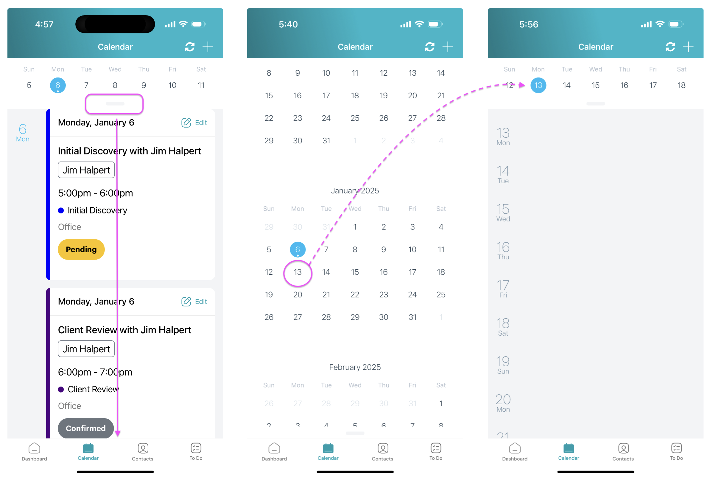 Screenshot: View Appointments and Events by Month