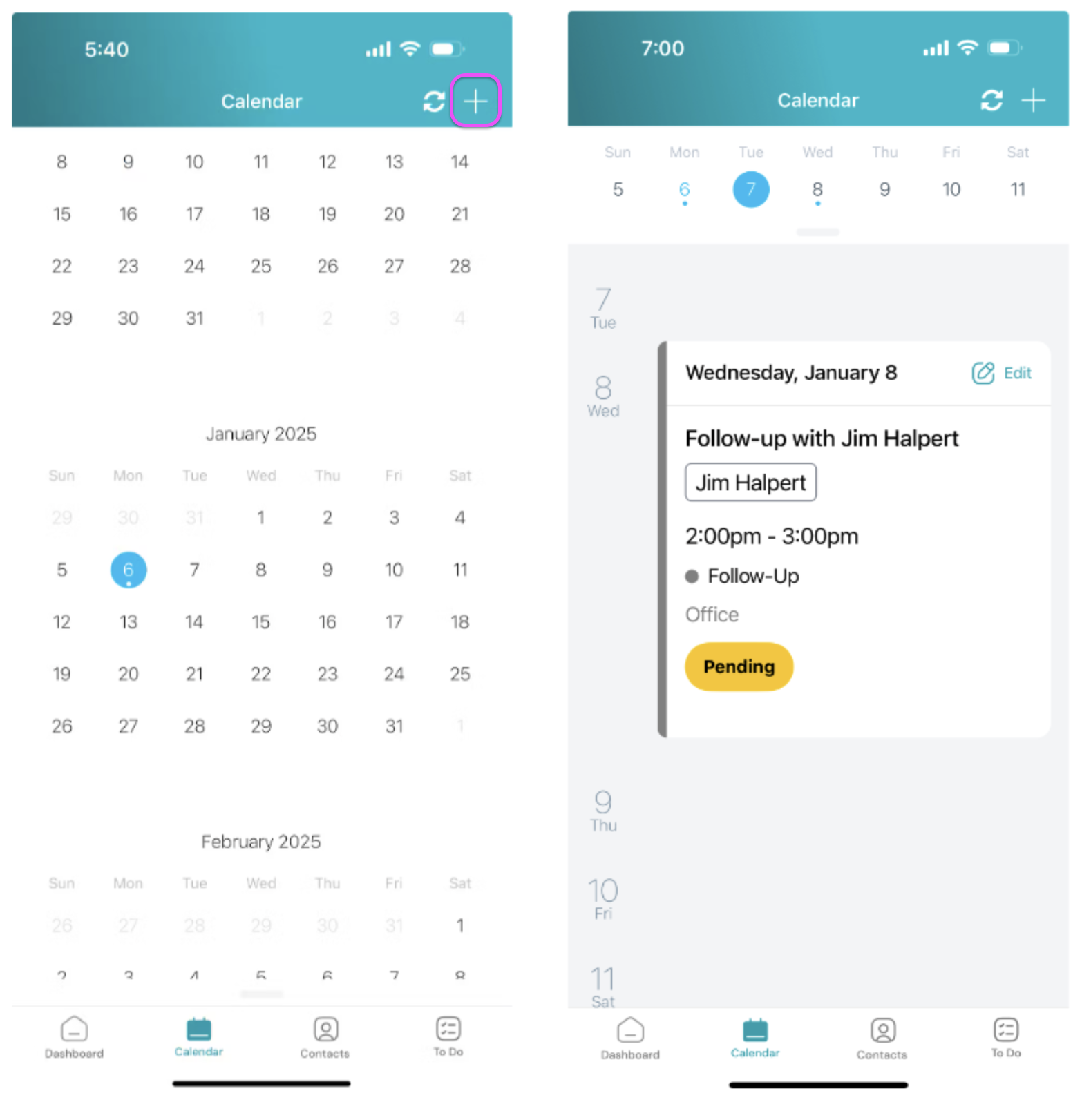 Screenshot: View Appointments and Events by Month