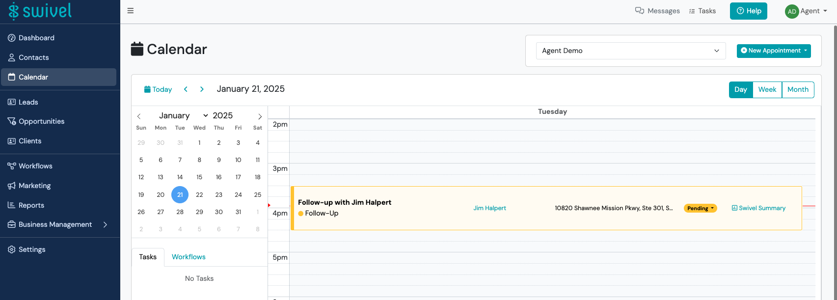 Screenshot: Create Appointment