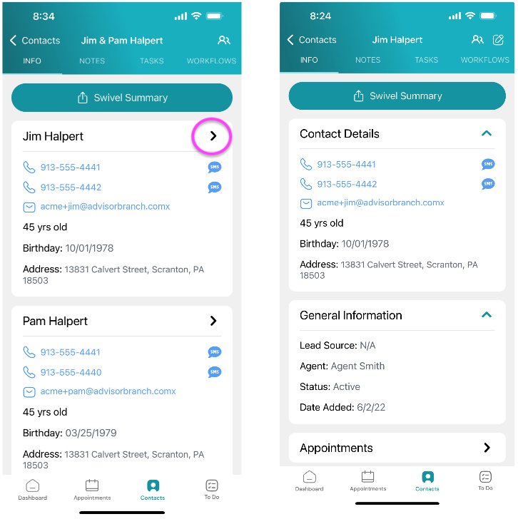 Screenshot: View Associations: Household