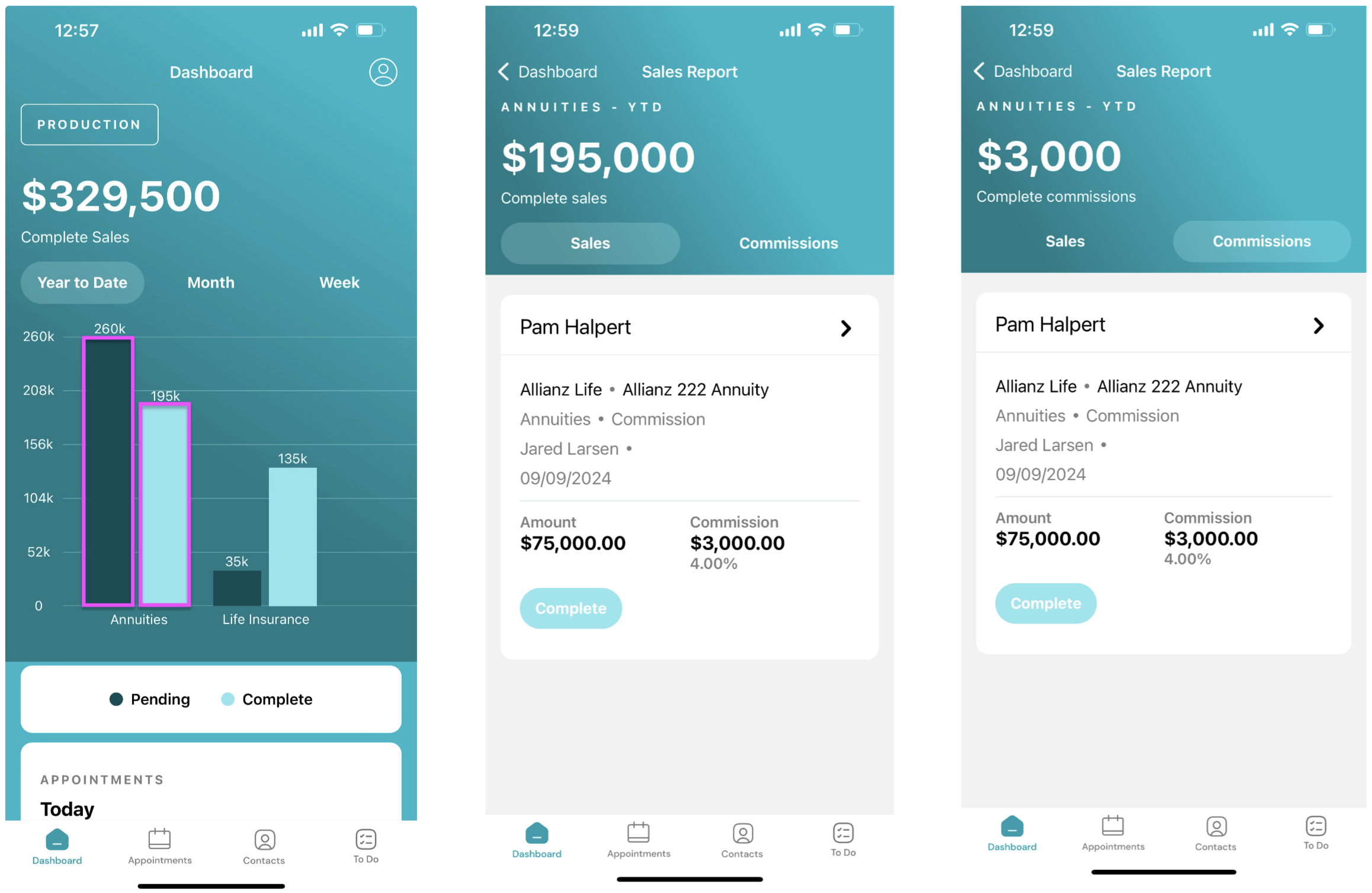 Screenshot: View Sales and Compensation