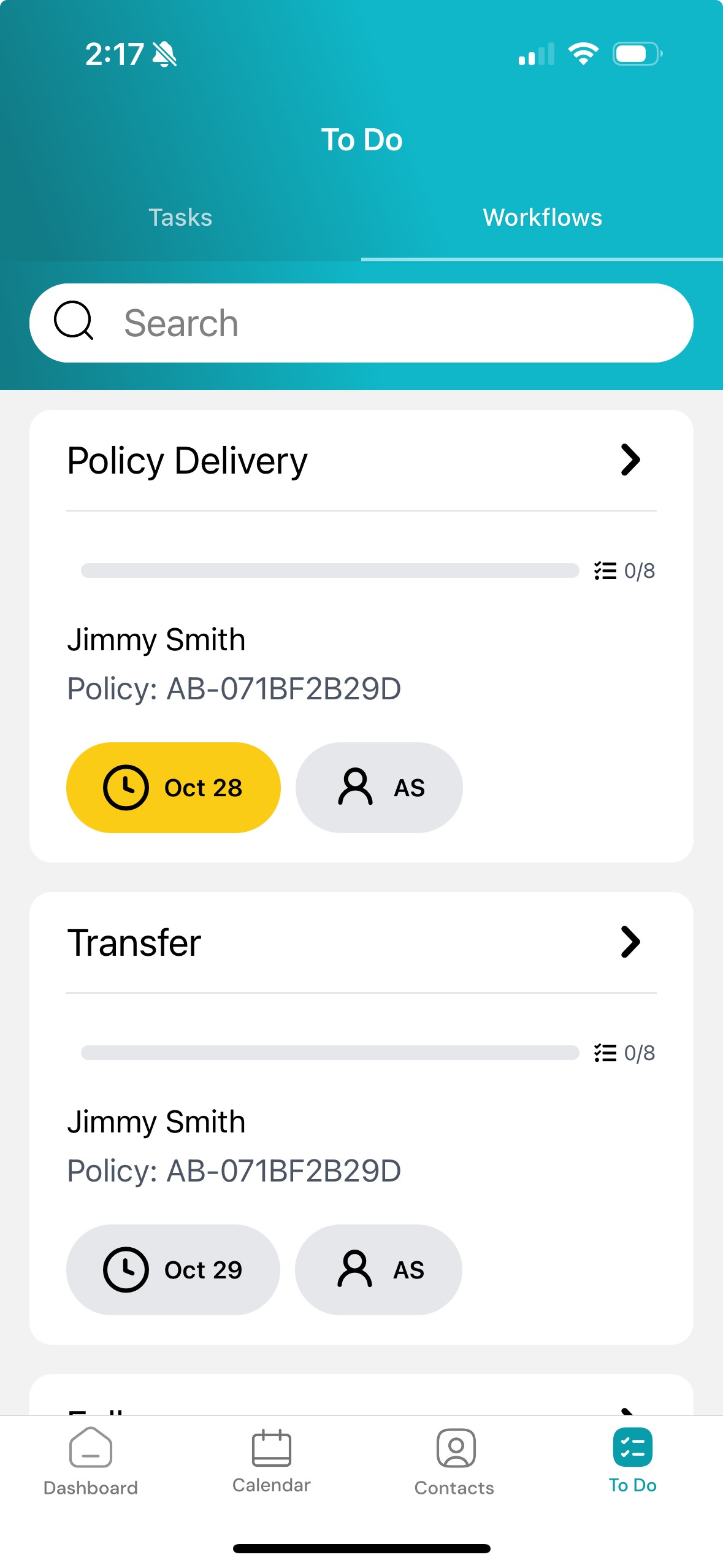Screenshot: View & Manage Workflows