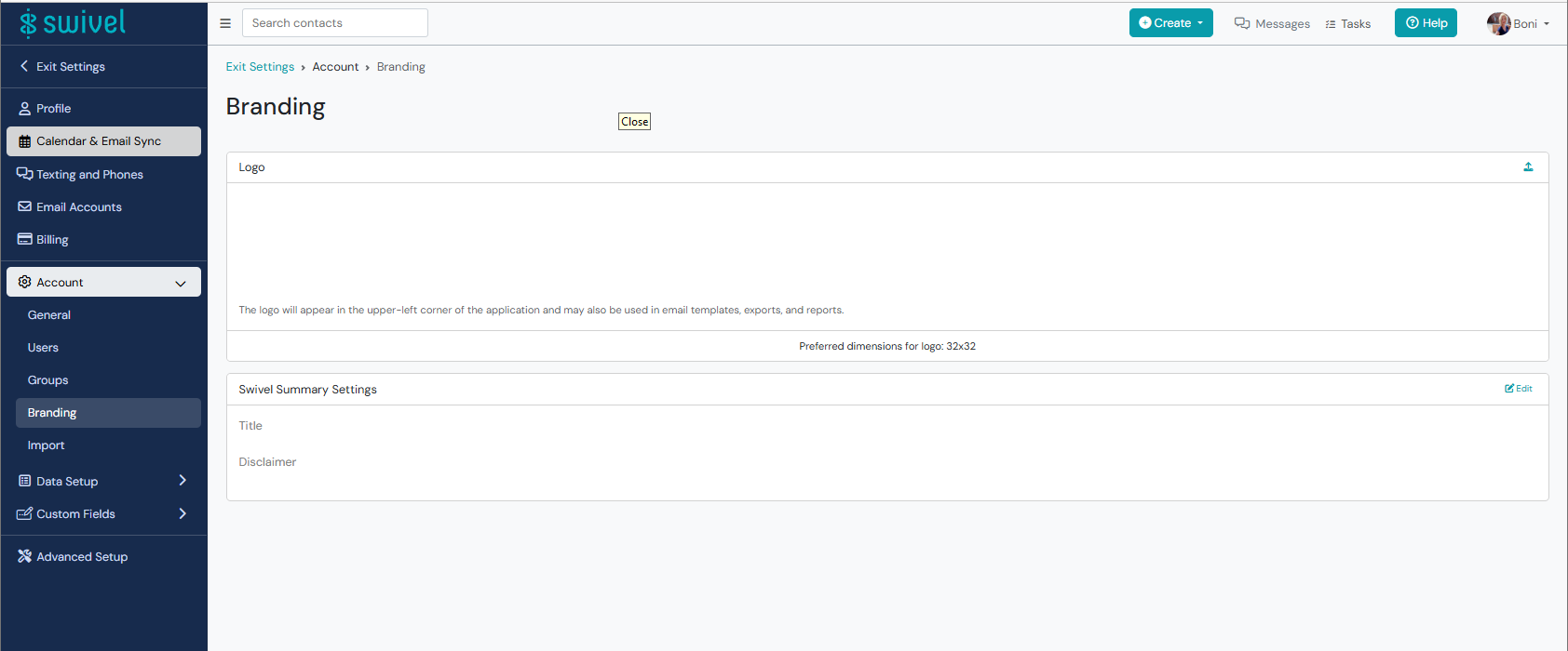 Screenshot: Add your Logo and Disclosures