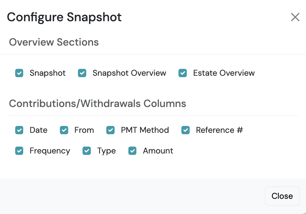 Screenshot: Configuring Snapshot