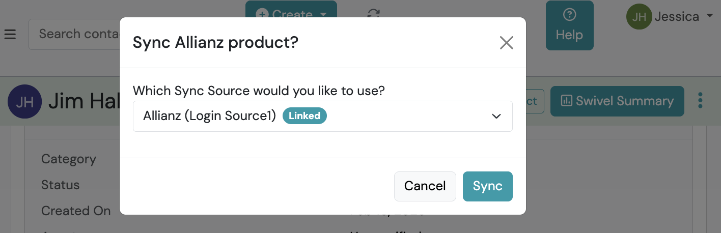 Screenshot: Force Sync from Contact Record