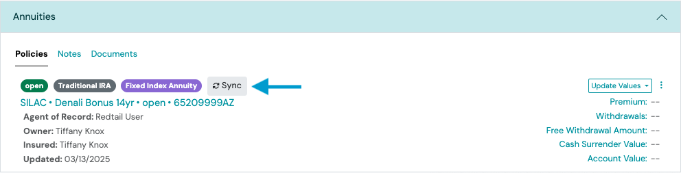 Screenshot: Viewing Syncable Products