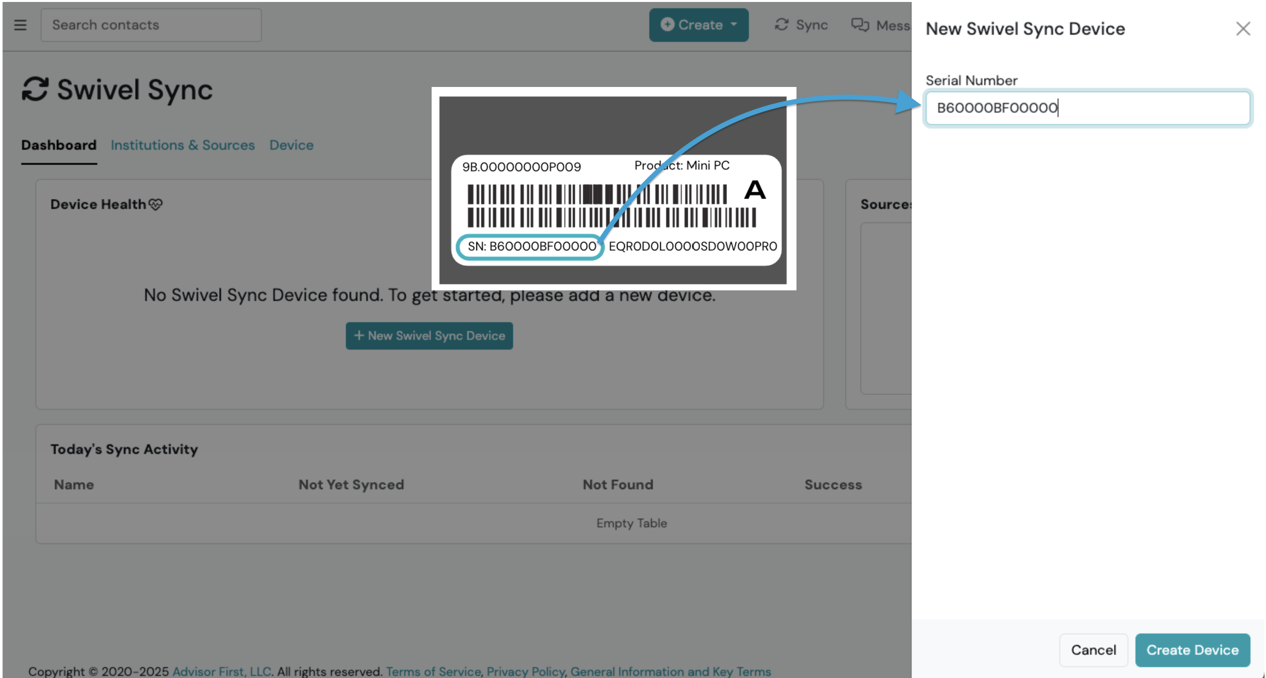 Screenshot: Configure Device