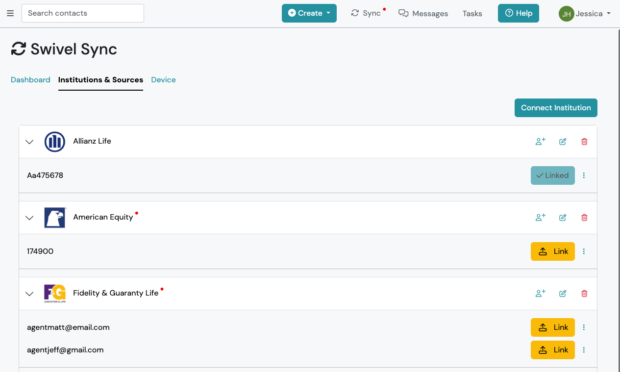 Screenshot: Link Sources