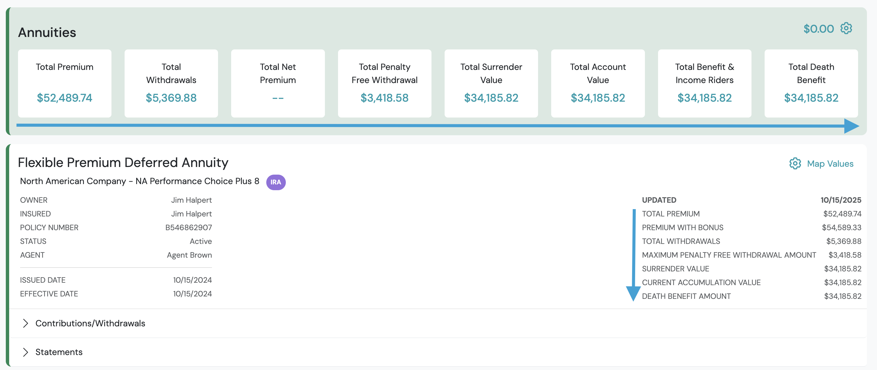 Screenshot: Repositioning Values Names