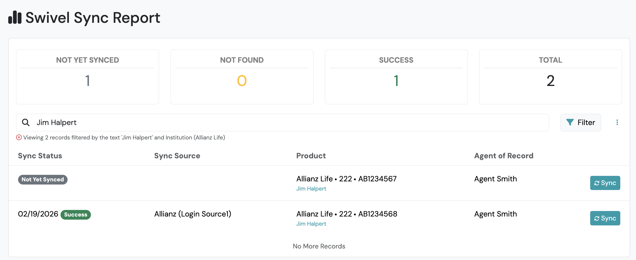Screenshot: Running the Report