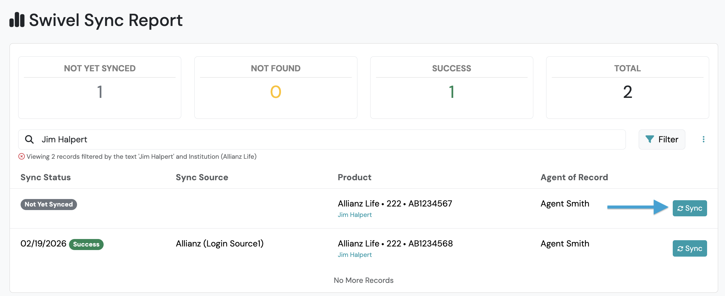 Screenshot: Running the Report