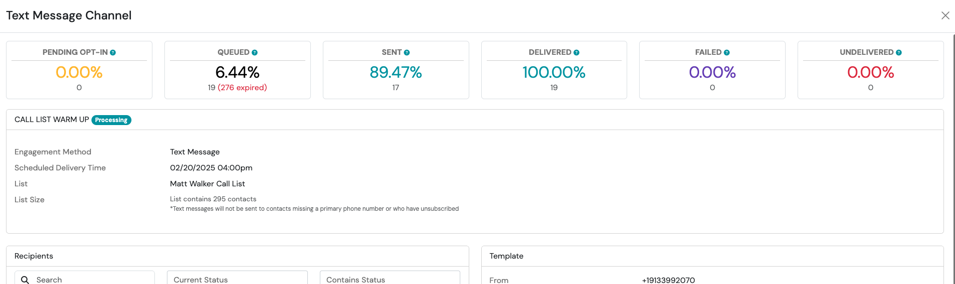 Screenshot: Text Metric Tiles