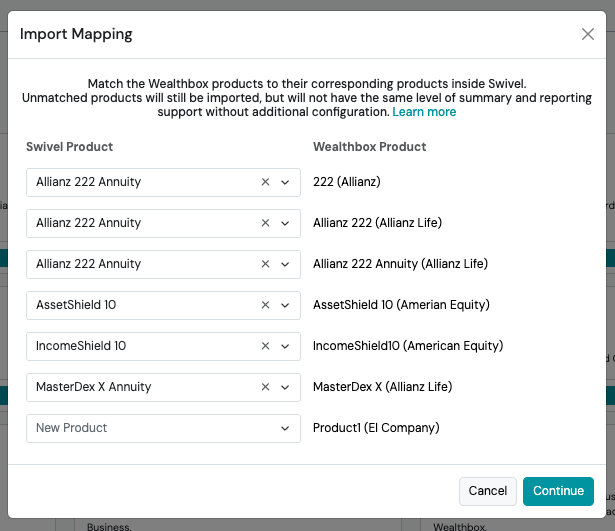 Screenshot: Step 3: Complete the Product Mapping Screen