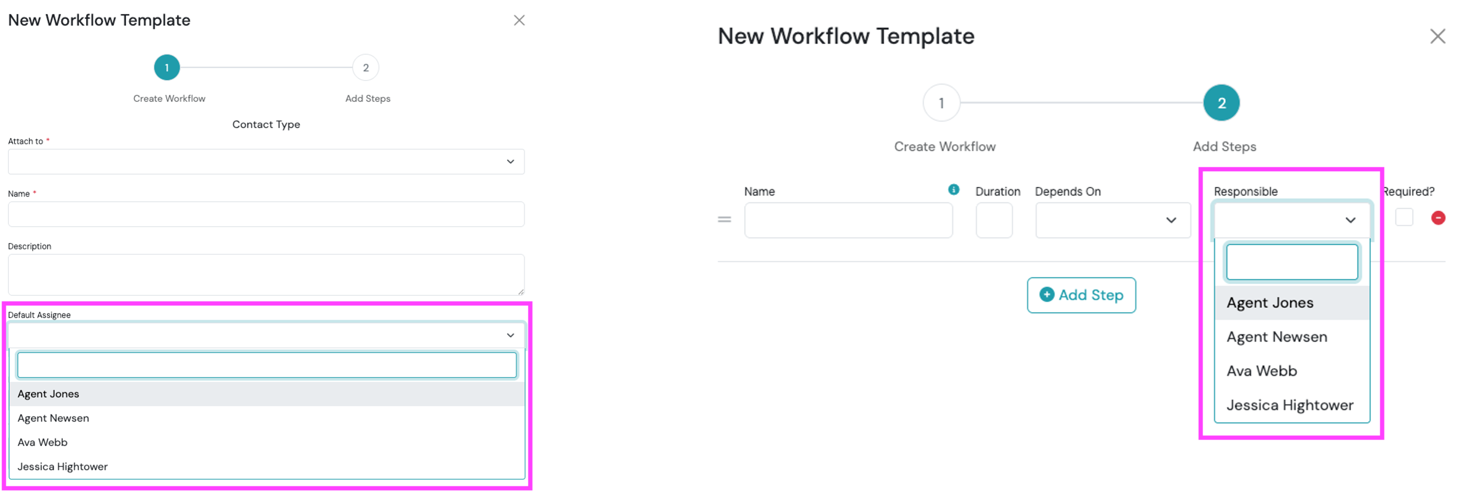 Screenshot: Workflow Setup