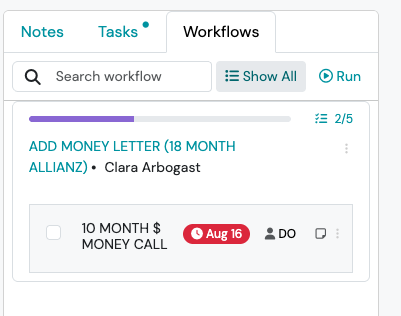 Screenshot: Managing Workflows